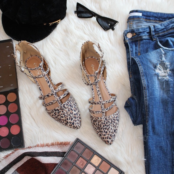 🚨LAST PAIR//The Harlow// Leopard Print caged Flat - Picture 2 of 8